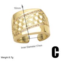 Wholesale Elegant Simple Style Geometric Copper Plating Inlay 18K Gold Plated Zircon Rings sku image 3