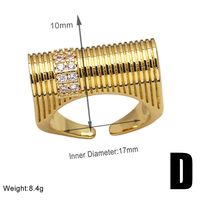 Wholesale Elegant Simple Style Geometric Copper Plating Inlay 18K Gold Plated Zircon Rings sku image 4