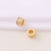 1 Piece 6.5*5mm 3.5MM Copper Zircon 18K Gold Plated Round Polished Beads sku image 1