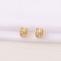 1 Piece 6.5*5mm 3.5MM Copper Zircon 18K Gold Plated Round Polished Beads main image 4
