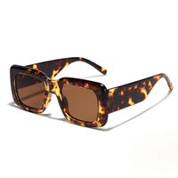 Streetwear Solid Color Leopard Ac Square Full Frame Men's Sunglasses sku image 2