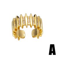 Wholesale Casual Streetwear Geometric Copper Plating Inlay 18K Gold Plated Zircon Rings main image 5