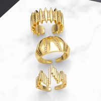 Wholesale Casual Streetwear Geometric Copper Plating Inlay 18K Gold Plated Zircon Rings main image 3