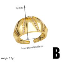 Wholesale Casual Streetwear Geometric Copper Plating Inlay 18K Gold Plated Zircon Rings sku image 1