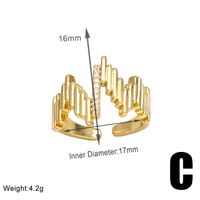 Wholesale Casual Streetwear Geometric Copper Plating Inlay 18K Gold Plated Zircon Rings sku image 2