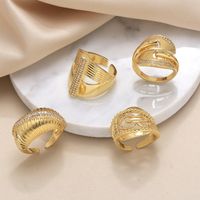 Wholesale Modern Style Simple Style Geometric Copper Plating Inlay 18K Gold Plated Zircon Rings main image 1