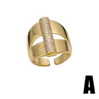 Wholesale Modern Style Simple Style Geometric Copper Plating Inlay 18K Gold Plated Zircon Rings main image 5