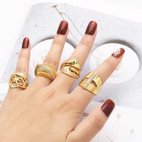 Wholesale Modern Style Simple Style Geometric Copper Plating Inlay 18K Gold Plated Zircon Rings main image 4