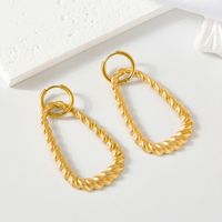 1 Pair Lady Modern Style Oval Twist Plating 304 Stainless Steel 18K Gold Plated Drop Earrings main image 1