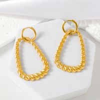 1 Pair Lady Modern Style Oval Twist Plating 304 Stainless Steel 18K Gold Plated Drop Earrings main image 3