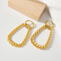1 Pair Lady Modern Style Oval Twist Plating 304 Stainless Steel 18K Gold Plated Drop Earrings main image 5