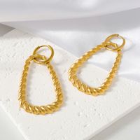 1 Pair Lady Modern Style Oval Twist Plating 304 Stainless Steel 18K Gold Plated Drop Earrings main image 4