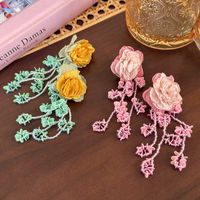 1 Pair Sweet Artistic Flower Beaded Plastic Drop Earrings main image 11