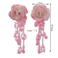 1 Pair Sweet Artistic Flower Beaded Plastic Drop Earrings main image 2