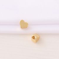 1 Piece 7 * 6mm 2MM Copper 18K Gold Plated Heart Shape Polished Beads sku image 1