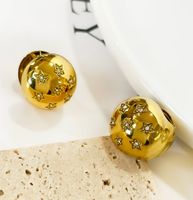 1 Pair Elegant Modern Style Sweet Star Inlay Stainless Steel Rhinestones 18K Gold Plated Earrings main image 6