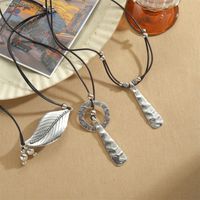 Vintage Style Simple Style Geometric Leaves CCB Alloy Rope Plating Women's Pendant Necklace main image 1