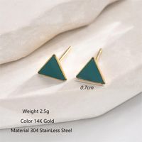 1 Pair Casual Modern Style Simple Style Triangle Enamel Plating 304 Stainless Steel 14K Gold Plated Ear Studs main image 2
