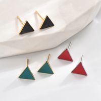 1 Pair Casual Modern Style Simple Style Triangle Enamel Plating 304 Stainless Steel 14K Gold Plated Ear Studs main image 1