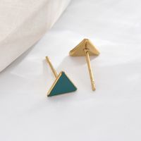 1 Pair Casual Modern Style Simple Style Triangle Enamel Plating 304 Stainless Steel 14K Gold Plated Ear Studs main image 3