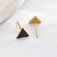 1 Pair Casual Modern Style Simple Style Triangle Enamel Plating 304 Stainless Steel 14K Gold Plated Ear Studs main image 6