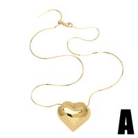 Kupfer 18 Karat Vergoldet Elegant Einfacher Stil Überzug Herzform Halskette Mit Anhänger main image 5