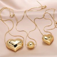 Kupfer 18 Karat Vergoldet Elegant Einfacher Stil Überzug Herzform Halskette Mit Anhänger main image 3