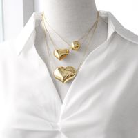 Kupfer 18 Karat Vergoldet Elegant Einfacher Stil Überzug Herzform Halskette Mit Anhänger main image 4