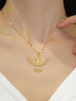 Wholesale Basic Modern Style Classic Style Eagle 304 Stainless Steel Copper 18K Gold Plated Zircon Pendant Necklace main image 3