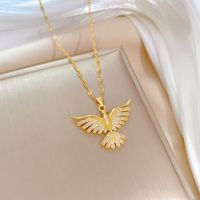 Wholesale Basic Modern Style Classic Style Eagle 304 Stainless Steel Copper 18K Gold Plated Zircon Pendant Necklace sku image 1