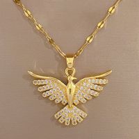 Wholesale Basic Modern Style Classic Style Eagle 304 Stainless Steel Copper 18K Gold Plated Zircon Pendant Necklace main image 6