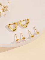 3 Pairs Simple Style Classic Style Heart Shape Plating Inlay 304 Stainless Steel Zircon 24K Gold Plated Ear Studs sku image 2