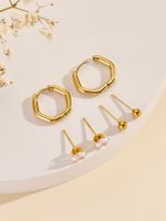 3 Pairs Simple Style Classic Style Heart Shape Plating Inlay 304 Stainless Steel Zircon 24K Gold Plated Ear Studs sku image 4
