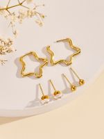 3 Pairs Simple Style Classic Style Heart Shape Plating Inlay 304 Stainless Steel Zircon 24K Gold Plated Ear Studs sku image 5