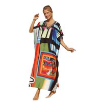 Women's Regular Dress Streetwear V Neck Printing Short Sleeve Abstract Maxi Long Dress Daily Beach main image 2