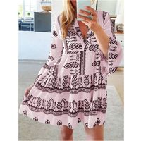 Women's Swing Dress Vacation V Neck Printing Nine Points Sleeve Printing Above Knee Daily main image 6