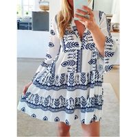 Women's Swing Dress Vacation V Neck Printing Nine Points Sleeve Printing Above Knee Daily main image 5