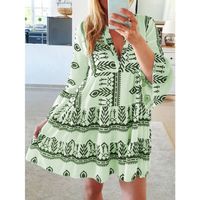Women's Swing Dress Vacation V Neck Printing Nine Points Sleeve Printing Above Knee Daily main image 4