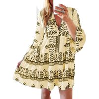 Women's Swing Dress Vacation V Neck Printing Nine Points Sleeve Printing Above Knee Daily main image 3
