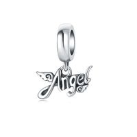 1 Piece 12.6*10.4mm Hole 4~4.9mm Sterling Silver Rhodium Plated Letter Polished Pendant sku image 1