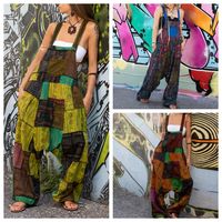 Women's Daily Party Vintage Style Color Block Full Length Printing Ruffles Jumpsuits main image 1