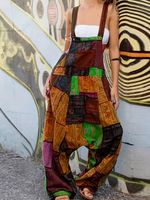 Women's Daily Party Vintage Style Color Block Full Length Printing Ruffles Jumpsuits main image 3