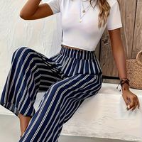 Femmes Décontractée Vacances Du Quotidien Style Simple Bande Toute La Longueur Impression Bande Pantalons Décontractés main image 1