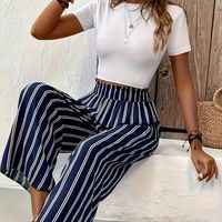 Women's Casual Holiday Daily Simple Style Stripe Full Length Printing Stripe Casual Pants main image 2