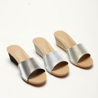 Women's Vacation Solid Color Open Toe Wedge Slippers main image 4