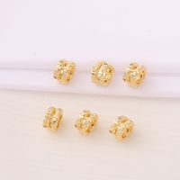 1 Piece 4.7*7mm 5mm  Copper Zircon 18K Gold Plated Round Fish Polished Beads Spacer Bars main image 3