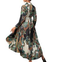 Women's Regular Dress Elegant Turndown Printing Long Sleeve Plant Midi Dress Banquet Daily main image 4