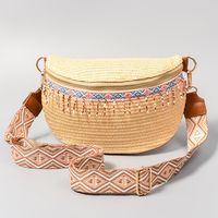 Women's Ethnic Style Solid Color Straw Waist Bags sku image 1