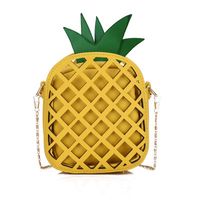 Women's Medium Pu Leather Pineapple Cute Hollow Oval Zipper Crossbody Bag sku image 1