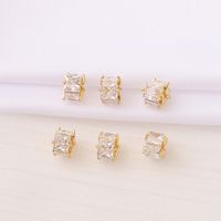 1 Piece 4.5*6mm 2MM Copper Zircon 18K Gold Plated Quadrilateral Square Polished Beads Spacer Bars main image 5